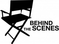 Behind the scenes, director chair