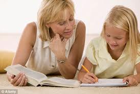 Home school, home schooling, mother and daughter, mother teaching daughter