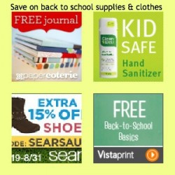 Back to school savings, Vistaprint back to school, Sears promo codes, Vistaprint promo codes, CleanWell promo codes, Paper Coterie free journal, free journal, free Vistaprint business cards