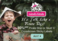 Talk Like a Pirate Day, Mabel's Labels promo, Mabel's Labels coupon