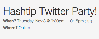 hashtip twitter party, twitter party