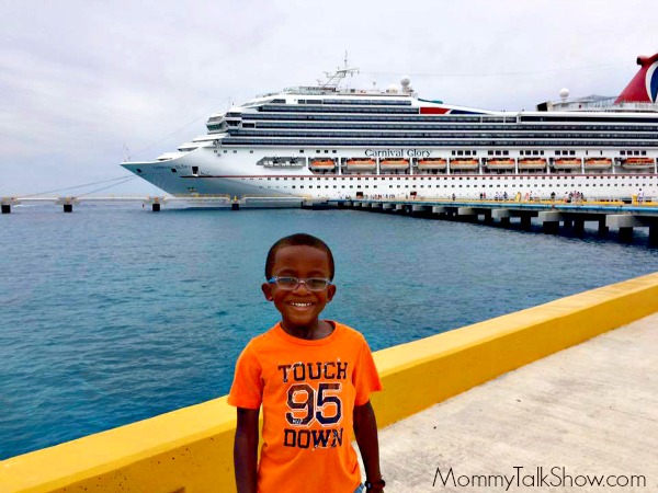 A.J. in front of Carnival Glory