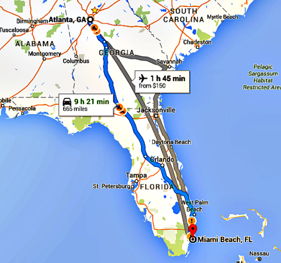 Atlanta to Miami Map